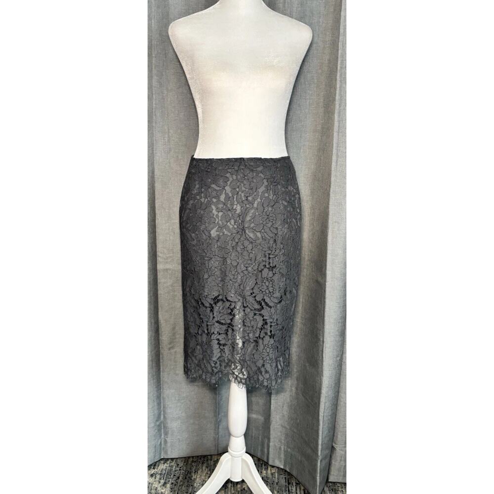 CHASER NWT Gray High Waist Lace Exposed Zipper Lined Mini Pencil Skirt Small - Picture 3 of 16